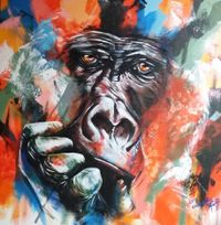Gorilla, Acryl Mixed Media, Happy-Maker-Bild von Inge Gr&uuml;ndel-Pfaff